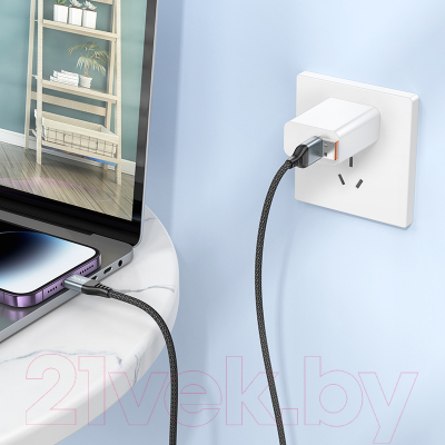 Кабель Hoco U128 2в1 USB/Type-C to Lightning (черный)