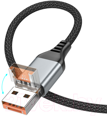 Кабель Hoco U128 2в1 USB/Type-C to Lightning (черный)