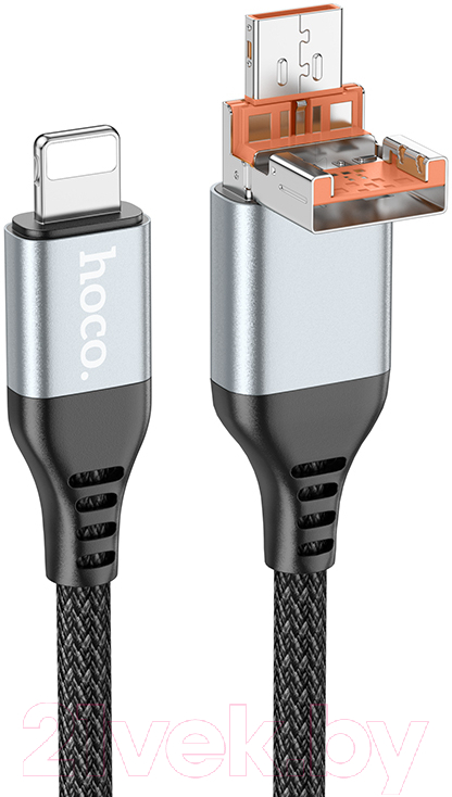 Кабель Hoco U128 2в1 USB/Type-C to Lightning (черный) — фото 5
