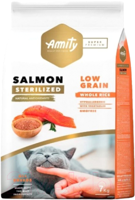 Сухой корм для кошек Amity Super Premium для стерилизованных кошек с лососем (7кг)