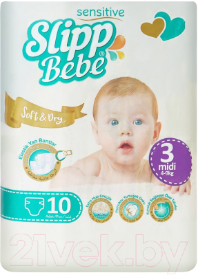 Подгузники детские Slipp Bebe №3 4-9 кг (10шт)