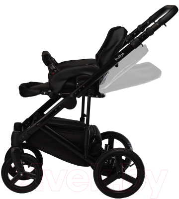 Детская универсальная коляска INDIGO Tour Eco 3 в 1 (Te 02, черная кожа/серая кожа)