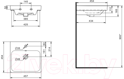 Тумба с умывальником Акватон Сканди 45 (1A2516K0SDZ90+1WH501630)