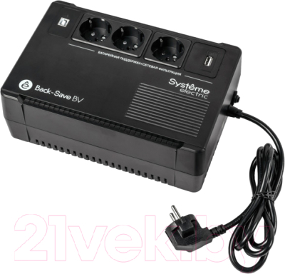ИБП Systeme (Schneider) Electric Back-Save BV 800ВА AVR 3 Schuko 230В 1 USB-A / BVSE800RS