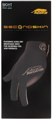 Перчатка для бильярда Predator Second Skin 12181 (XXS, черный/серый)