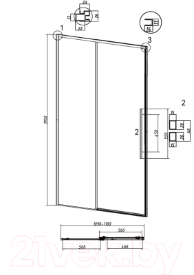 Душевая дверь Grossman Galaxy 100.K33.01.110.42.00 / 110x195 (графит сатин/стекло прозрачное)