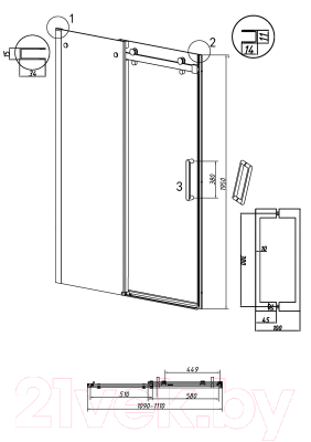 Душевая дверь Grossman Classic 110x195 / 100.K33.04.110.21.10 (черный матовый/стекло тонированное)