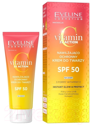 Крем для лица Eveline Cosmetics Vitamin C 3x Action Увлажняющe-защитный SPF50 (30мл)