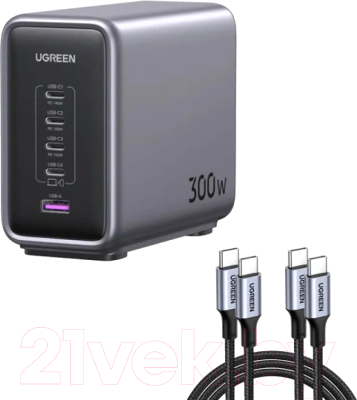 Зарядное устройство сетевое Ugreen Nexode CD333 300W 5-Port PD GaN Fast Charger EU / 90903B (черный)