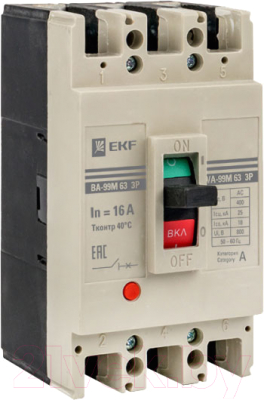 Выключатель автоматический EKF PROxima ВА-99М 63/16А 3P 25кА / mccb99-63-16m