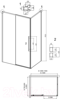 Душевой уголок Grossman Galaxy 130x80x195 / 120.K33.01.1380.42.00 (графит сатин/стекло прозрачное)