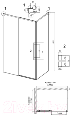 Душевой уголок Grossman Galaxy 110x70x195 / 120.K33.01.1170.42.10 (графит сатин/тонированное стекло)