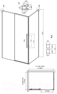 Душевой уголок Grossman Galaxy 120x70x195 / 120.K33.01.1270.42.10 (графит сатин/тонированное стекло)