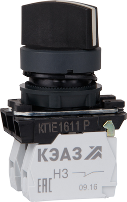 Переключатель КЭАЗ КПЕ1611Р-черный-1но+1нз-ручка-фикс-2поз-IP65 / 248268 -