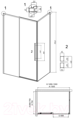 Душевой уголок Grossman Galaxy 130x70x195 / 120.K33.01.1370.21.10 (черный матовый/тонированное стекло)