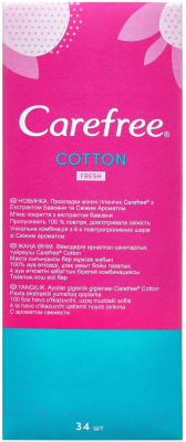 Прокладки ежедневные Carefree With Cotton Fresh Extract с ароматом свежести (34шт)