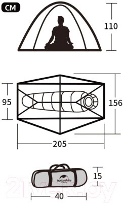 Палатка Naturehike NH18A095-D 20D / 6927595712818 (коричневый)