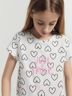 Комплект футболок детских Mark Formelle 117892-2 (р.110-56, кристалл/сердечки на белом)