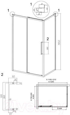 Душевой уголок Grossman Cosmo 120x80x195 / 120.K33.02.1280.10.00 (хром/прозрачное стекло)