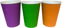 Набор бумажных стаканов Gecko Двухслойный Вафля 350мл (2x25шт, Color) - 