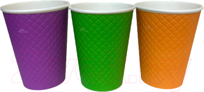 Набор бумажных стаканов Gecko Двухслойный Вафля 350мл (2x25шт, Color)
