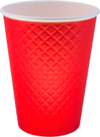 Набор бумажных стаканов Gecko Двухслойный Вафля 350мл (2x25шт, красный) - 