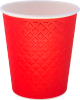 Набор бумажных стаканов Gecko Двухслойный Вафля 250мл (3x25шт, красный) - 