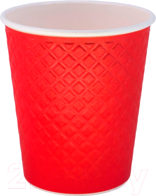 Набор бумажных стаканов Gecko Двухслойный Вафля 250мл (3x25шт, красный)
