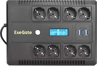ИБП ExeGate NEO Smart LHB-1000.LCD.AVR.8SH.CH.USB (EX293858RUS)