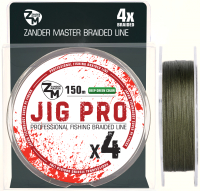 Леска плетеная ZanderMaster Jig Pro 4X 0.12мм 5.54кг / 12680  (150м, зеленый) - 