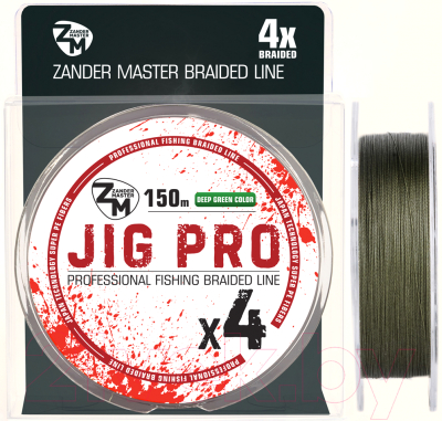 Леска плетеная ZanderMaster Jig Pro 4X 0.12мм 5.54кг / 12680  (150м, зеленый)