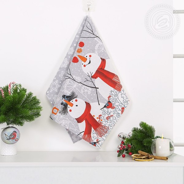 Полотенце АртПостель Снеговики из рогожки (50x70)