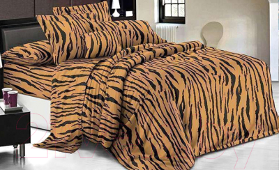 Комплект постельного белья Бояртекс №23816 тигровый Евро-стандарт (бязь)