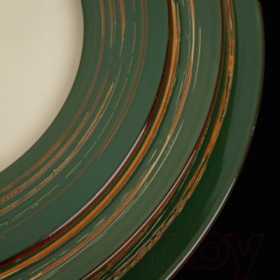 Тарелка столовая обеденная Luxstahl China Town HM05165-11 / фк8503 (слоновая кость/зеленый)