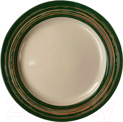 Тарелка столовая обеденная Luxstahl China Town HM05165-12 / фк8502 (слоновая кость/зеленый)