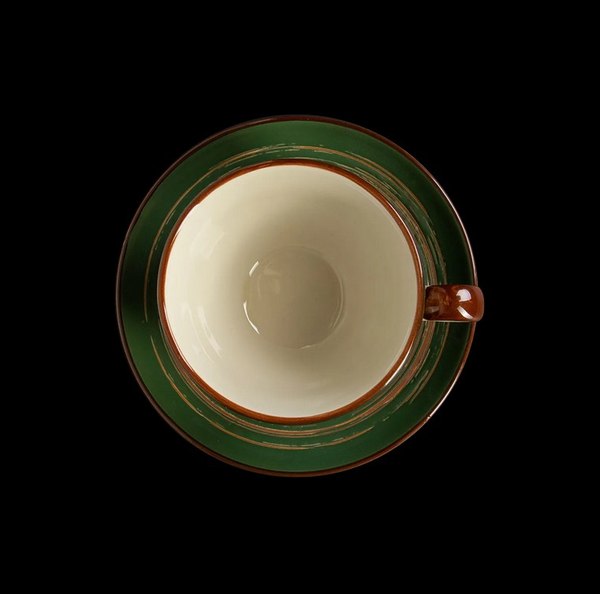 Чашка с блюдцем Luxstahl China Town HM34F42901 / фк8525 (слоновая кость/зеленый)