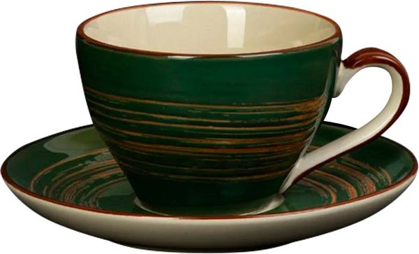 Чашка с блюдцем Luxstahl China Town HM34F42901 / фк8525 (слоновая кость/зеленый)