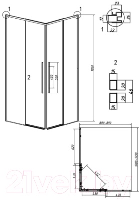 Душевой уголок Grossman Galaxy 110x90x195 / 300.K33.01.1190.21.10 (черный матовый/тонированное стекло)