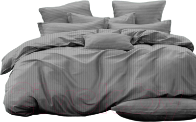 Комплект постельного белья PANDORA №1x1 17-1502 Серый 2сп с европростыней (микрофибра-страйп)