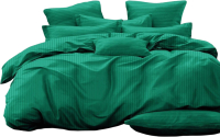 Комплект постельного белья PANDORA №1x1 17-5734 Изумруд 2сп с европростыней (микрофибра-страйп) - 