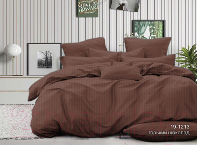 Комплект постельного белья PANDORA №1x1 19-1213 Горький шоколад Евро-стандарт (микрофибра)