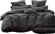 Комплект постельного белья PANDORA №1x1 19-5708 Черный 2сп с европростыней (микрофибра-страйп) - 