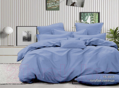 Комплект постельного белья PANDORA №1x1 15-3915 Голубая лаванда Евро-стандарт (микрофибра)