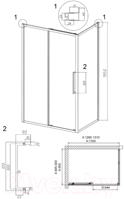 Душевой уголок Grossman Cosmo 130x90x195 / 120.K33.02.1390.10.02 (хром/шиншилла стекло)