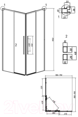 Душевой уголок Grossman Galaxy 100x80x195 / 300.K33.01.1080.10.02 (хром/шиншилла стекло)