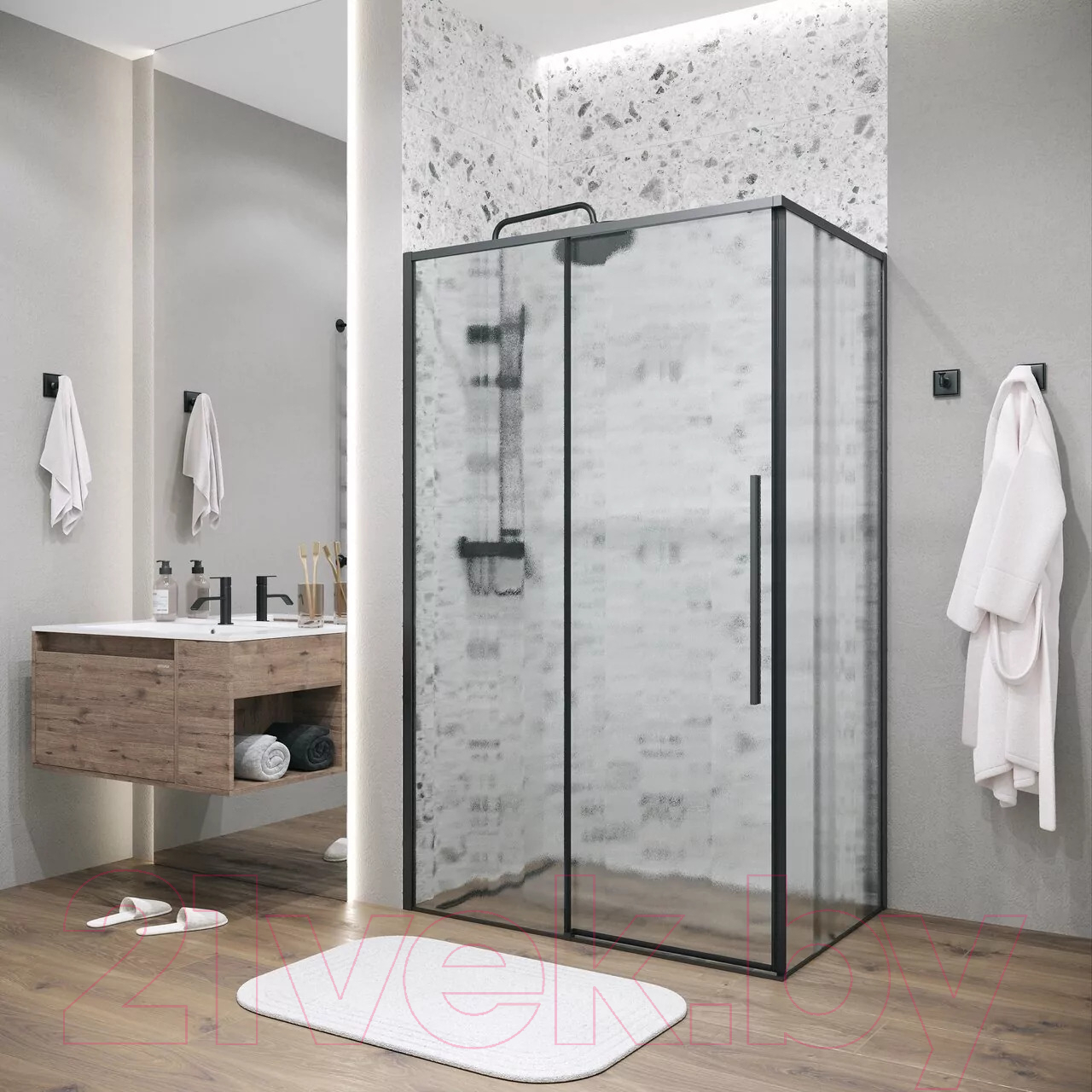Душевой уголок Grossman Galaxy 140x90x195 / 120.K33.01.1490.21.02 (черный матовый/шиншилла стекло) — фото 6