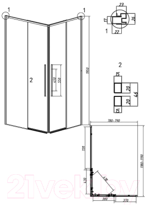 Душевой уголок Grossman Galaxy 120x80x195 / 300.K33.01.1280.42.00 (графит сатин/прозрачное стекло)