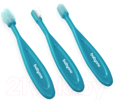 Набор зубных щеток для новорожденных BabyOno 3м+ / 550 (3шт, бирюзовый)