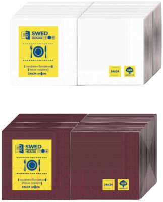 Бумажные салфетки Swed house 64.01.8965 (2шт, белый/бордовый)