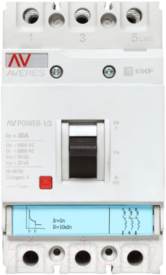 Выключатель автоматический EKF Averes Power-1/3 3P 80А 35кА AV TR / mccb-13-80-TR-av